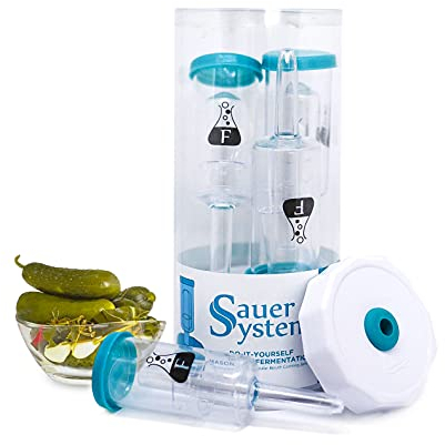 Fermentology Sauer System Fermentation Airlocks – Lids, Grommets, Gaskets, Stoppers – for Regular Mouth Mason Jars – 4 Pack
