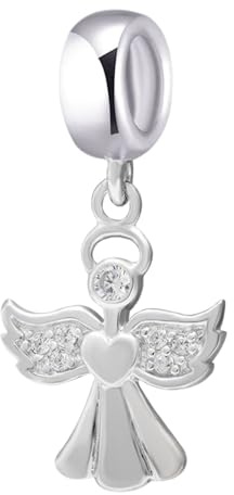 Angel Charm 925 Sterling Silver Heart Charm Valentine Charm Pendant Charm for Pandora Charm Bracelet
