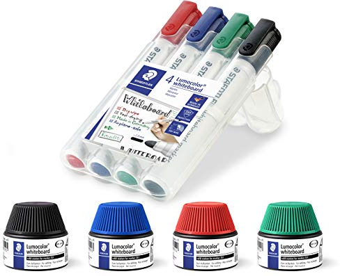 STAEDTLER Whiteboardmarker Lumocolor Rundspitze (1, Whiteboardmarker + Nachfüller)