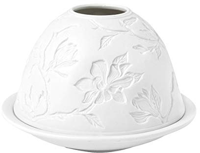 Photophore lithophanie Fleurs Majestueuses en Biscuit de Porcelaine