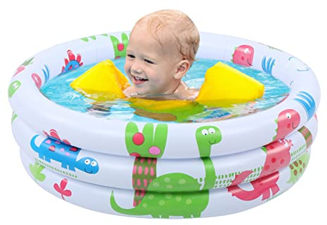 Aufblasbarer Mini-Pool für Kinder, aufblasbarer Pool, rund, für Kleinkinder, aufblasbar, tragbar, für Kinder, kleine Cartoon-Pumpe für den Innen- und Außenbereich des Gartens