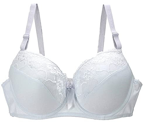 2 Pieces Women Underwired Bra Lightly Padded Strapless Bra Sexy Floral Full Cup Multiway Bra White