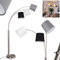 HOFSTEIN Stehleuchte Bernardino, moderne Bogenleuchte aus Metall/Stoff in Nickel-matt/Grau/Schwarz/Weiß, moderne Stehlampe mit An-/Ausschalter am Gehäuse, 3-flammig, 3 x E27, ohne Leuchtmittel