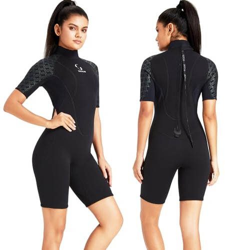 Neoprendräkt för kvinnor, ryggdragkedja, kort våtdräkt för män, 3 mm, neopren, kortärmad våtdräkt för surfing, simning, paddling, snorkling, kanotpaddling, dykning
