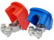 Ampper Brass Heavy Duty Quick Release Top Post Battery Terminal Clamps, Quick Disconnect Battery Terminal Ends with Red and Blue Cover (1 Pair)