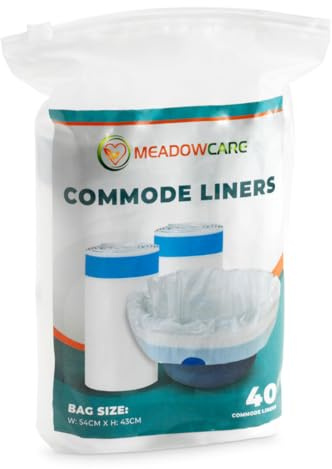 Meadowcare Commode Liners Pack of 40 | Fragrance Free Disposable Bags | For Commodes, Bed Pans, Commode Chairs & Portable Toilets | Universal Fit