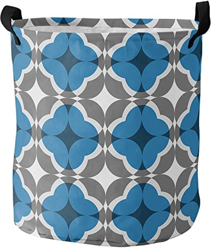 Lavandería Cestas Patrón Geométrico Azul Gris Canasta De Lavandería Práctica Cesto Para Ropa Sucia Impermeable Cesta De Almacenamiento Para Juguetes Sala Dormitorio,40X50Cm