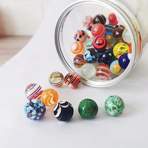 Bunte Katzenaugen-Glasmurmeln, Transparente Handgefertigte Murmeln, 10 Stücks, Glas Murmeln für Kinder, Dekoration und Spielzeug 16mm Bunte