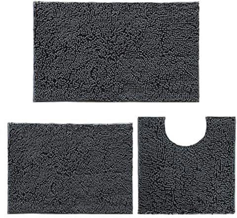 DTXDTech Juego de 3 Alfombrillas de Baño Antideslizantes - Chenilla 20 x 32, 16 x 24 y 20 x 20 Pulgadas en Forma de U - Suave y Absorbente para Baño, Dormitorio