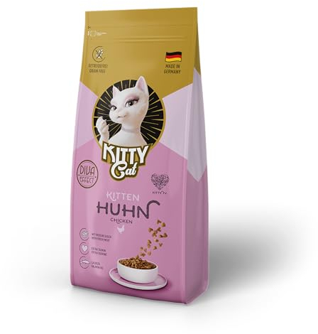 KITTY Cat Huhn Kitten, 3 kg, Trockenfutter mit hohem Fleischanteil für Junior Katzen, getreidefreies Katzenfutter mit Taurin und Lachsöl, Made in Germany