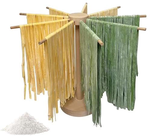 Séchoir à Pates Fraiches, Séchoir à Spaghetti en Bois, Nouilles Porte-Séchage à 9 Barres Amovibles, Nouilles Séchage Support, Pliable Et Réutilisable, Compact, Facile à Ranger
