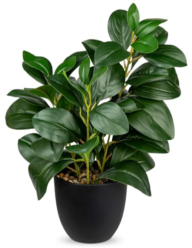 Briful Künstliche Zimmerpflanze Kamelie Kunstpflanze Camellia Japonica im Kunststofftopf Dekorative Seidenblumen Kamelie Kunstblumen für Home Hotel Dekoration (Grün)