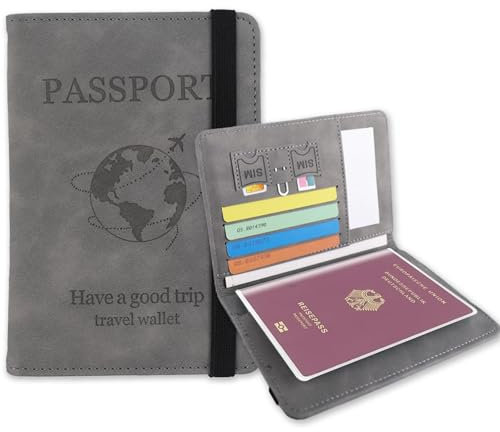 TAKUZA Reisepasshülle 3 Stück, Passport Hülle mit RFID-Blocker, 1 Kunstleder Passport Cover + 2 Reisepass Hülle Transparent, Passhülle für Reisepass, Ausweis, Bordkarte, SIM-Karte, Kreditkarte usw.
