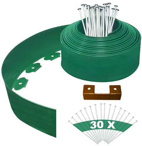 YEEBECA Bordura Per Aiuola, 10CM Altezza 10M Lunghezza Kit Per Bordura Per Giardino Con 30 Ancoraggi In Acciaio Adatto Per Bordura Per Giardino Design - Spessore 3MM
