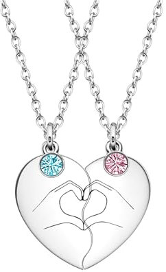 Yeomju 2 Stück Freundschaftsketten Set, Beste Freundinnen Halskette BFF Herz Hände Passende Ketten für 2, Freundschaftsgeschenk