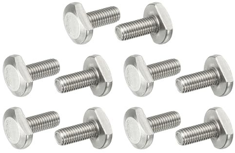 PATIKIL Pernos De Ranura En T De 20X8Mm M8,10 Piezas De Acero Inoxidable 304 Pernos De Inserción En T Tornillos Deslizantes Con Rosca Métrica Y Cabeza De Martillo Para Rieles En T,Plateado