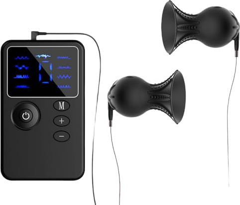 Electric Shock Nipple Sucker BDSM Nipple Trainer Toys with 9 ×19 Modes Electric Shock Breast Cup Suction Pump Electrical Stimulation Nipple Set for Adult Sex Toys Women Nipple Clitoral Stimulator