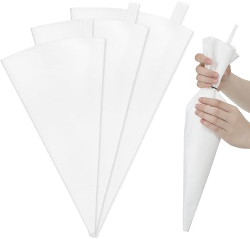 Lnngub 3 Stück Profi Spritzbeutel, 46/40/35 cm Wiederverwendbar Baumwolle Sahnebeutel Spritzbeutelset Sahne spritzsack Groß Beschichteter Sahnebeutel für Gebäck Torten Dekorieren Hausbacken Cupcakes