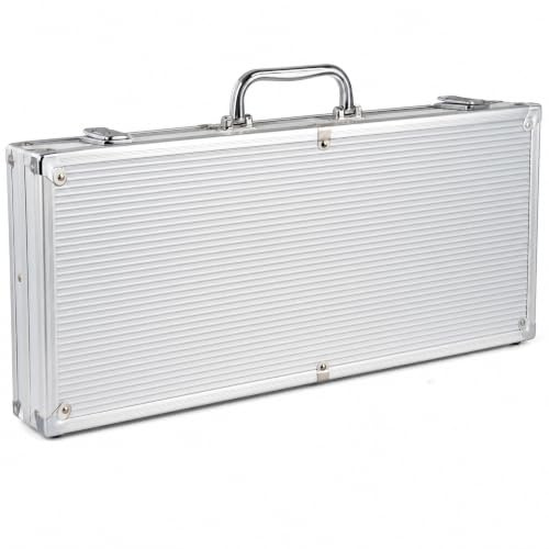 HEITOK 1000 Capacity Aluminum Poker Chip Case Only – Empty Storage Box Holder with Lock & Handle, Portable Casino Carrying Case for Home Game Night, Tournament, Travel – Accessories NOT Included