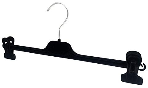 Kiroplast 20 Grucce Velluto Appendini per Pantaloni Antiscivolo Pinza Clip Stampelle gonne Velluto Nero 36cm