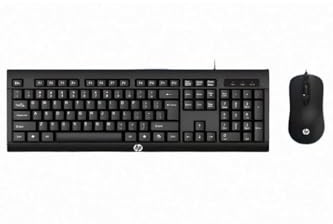 HP KM100 trådbundet tangentbord och mus, vattentätt, ergonomiskt, trådbundet USB-tangentbord och mus för dator, bärbar dator, skrivbord