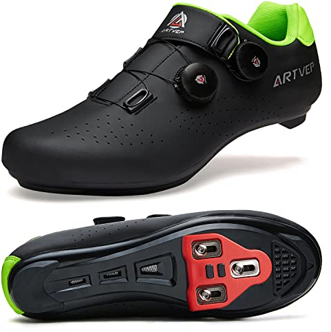 Zapatillas de Ciclismo para Hombre Zapatillas de Bicicleta de Carretera para Mujer compatibles con Look SPD SPD-SL Delta Cleats Zapatillas para Bicicleta de Interior Exteriores Negro EU46