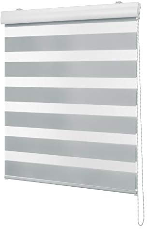 Ventanara® Doppelrollo Hellgrau mit Kassette Weiss Matt Duorollo Rollo Rolljalousie viele Größen (140 x 160 cm, Hellgrau/Kassette Weiss Matt)