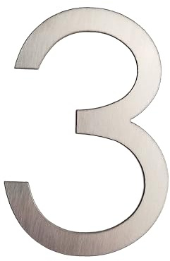 GUIZZO Creart - Numero Civico Esterno e Numeri Civici Esterni con Lettera in Acciaio Inox, Targa Personalizzata Made in Italy, Targhetta Personalizzata Porta Ingresso per Uso Esterno - 3, 6.6x10H cm