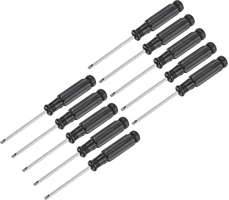 uxcell Mini Slotted Screwdriver, 2.5mm Flat Head with Black Handle for Small Appliances, 10 Pcs