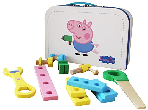 Barbo Toys - Peppa Pig Kinder Werkzeugkoffer - Spielzeug ab 3 Jahre - Kinderrollenspiel - Kinder Werkzeuge - Kinderkoffer einfach zu transportieren - Peppa Wutz Spielzeug - Offizielles Peppa Pig
