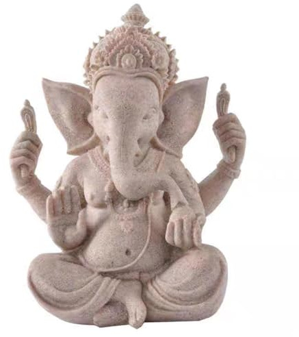 PIGPIGFLY Escultura de Ganesha Artesanía,Ornamento de la Estatua del Dios Indio,Figuras Decorativas,Decoraciones de Oficina,Escultura Abstracta Poliresina, Idea de Regalo(Arenisca)