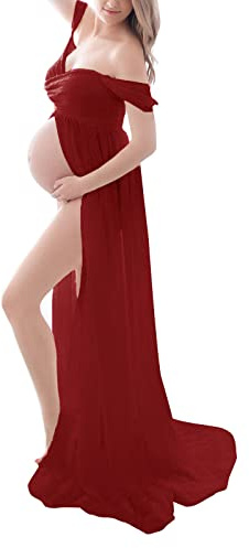 Vestido Manga de maternidad Corto Sólido Mujeres Embarazadas Fotografía Props Vestido de Maternidad Vestido de Gasa Vestidos Embarazadas