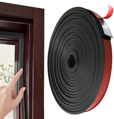 Türdichtung Dichtungsband Selbstklebend,6M×10mm Haustür Dichtung,Wasserdicht Fensterdichtung,Dichtungsgummi,Türdichtung Unten,Türdichtungen für Türen Fenster Haustür Türrahmen,6mm Dick(Schwarz)