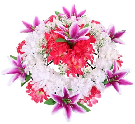 AOKWAWALIY Couronne de fleurs de cimetière artificielles - Bouquet de commémoration - Fleurs de cimetière - Couronne de victimes artificielles pour bouquet de cimetière - Pierre tombale - Fleur en
