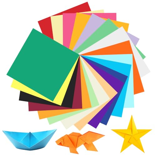 OFFCUP Origami Papier, 100 Blatt Buntes Faltpapier 15 x 15 cm Papier Faltpapier 20 Farben Origami-Set Doppelseitiges für Kinder, Erwachsene, DIY, Schule, Kunst, Bastelprojekte
