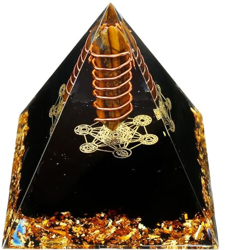 Pirámides de cristal Reiki Pyramid Decor hechas a mano, meditación, pirámides, joyas, protección energética, generador de cristales para oficina, promueve la prosperidad y atrae (negro)