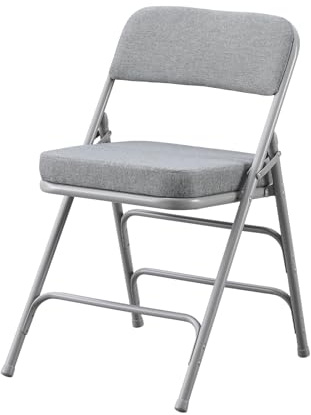 KAIHAOWIN Padded Folding Chairs Upholstered Single Foldable Chair with Ultra Thick Padded Seat Comfortable Metal Chairs Indoor with Comfortable Fabric Cushion for Indoor-Grey