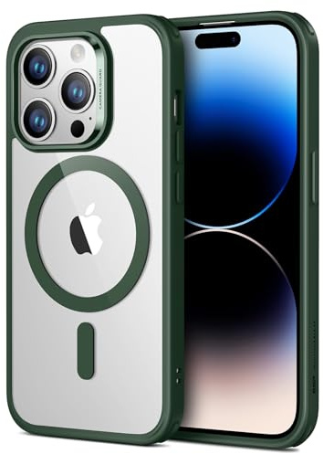 ESR für iPhone 14 Pro Hülle, kompatibel mit MagSafe, Classic Hybrid Magnet Hülle mit HaloLock,Militärnorm Sturzschutz Case, Kratzfeste Rückseite handyhülle, Klares Grün