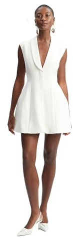 BARDOT Destene Hourglass Mini Dress for Women - Black Structured V-Neck Collar, Sleeveless, Balloon Skirt