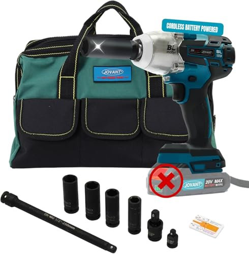 jovant Cordless Impact Wrench Kit, 737Ft-lbs(1000N.m) Brushless Electric Impact Gun, Power Impact Wrenches with 5-Mode Speed,Torque Wrench 1/2 Drive for Car/Truck RV/Mower(No Battery)