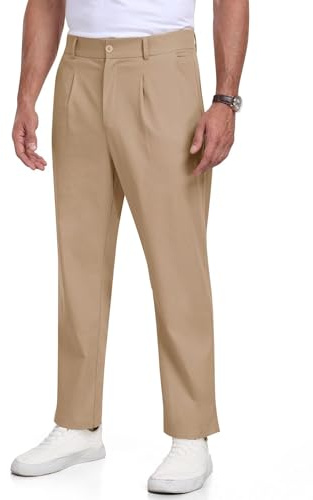 MoFiz Pantalone Lino Uomo con Bottoni Estivi Uomo Lunghi Lino Loose Fit Cotone Pantalone per La Spiaggia, Le Vacanze Blanc XL