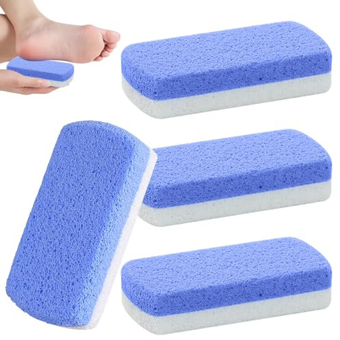 VEGCOO 4 Stück Bimsstein Fußpflege, Doppelseitiger Bimsstein, Doppelseitige Fußbimssteine für Füße, Schleifsteine zum Entfernen von Abgestorbener Haut, Hornhaut, Nagelhaut
