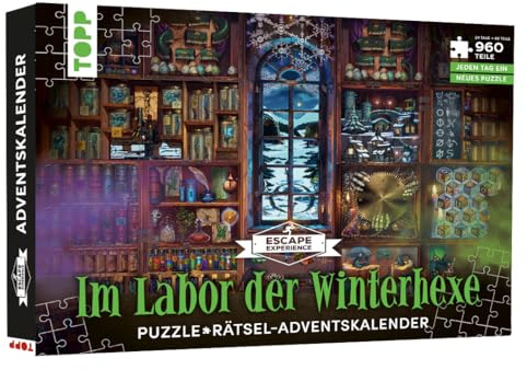 Puzzle-Rätsel-Adventskalender: Im Labor der Winterhexe – 24 Puzzles mit insgesamt 960 Teilen. Die nächste ultimative Escape Experience. Jeden Tag Neue Teile kombinieren und entschlüsseln.