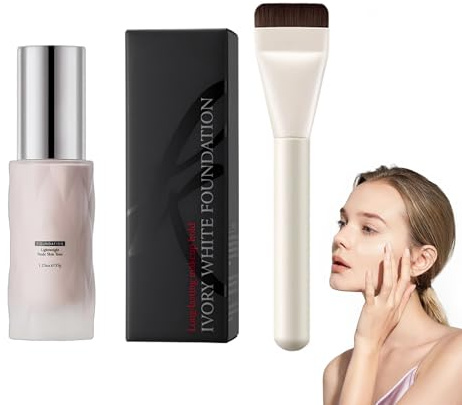 Nude Foundation, Natürliche Leichtgewicht Flüssige Foundation mit Pinsel, Farbkorrekturcreme Wasserfest und langanhaltend, Deckt sanft & Schützt die Haut, Für einen makellosen Nude-Look (Nackte Haut)