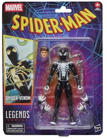 Marvel Legends Series Spider-Venom Retro Cardback Spider-Man Comics Action Figure, Black