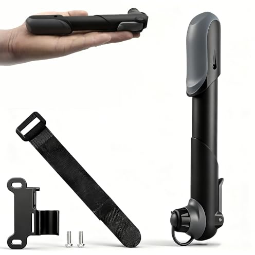 DIYCUT Pompa per Bicicletta Portatile, Mini Pompa Bici, Pompetta Bici Universale, con Staffa di Montaggio del Telaio, adatta per Bicicletta da Strada, Mountain Bike e Sportive (Nera)