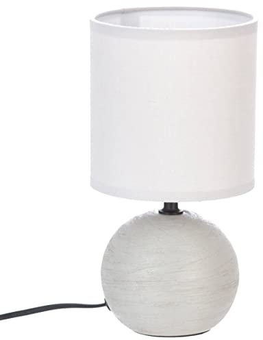 Atmosphera - Lampe Timeo gris clair striée - céramique H25 cm