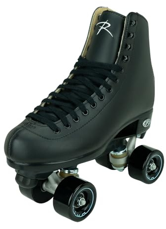 Riedell Boost Roller Skates - Lightweight, Comfortable Indoor Quad Skates for Men and Women Beginner to Seasoned with Smooth Retro Build - Black - Size 7
