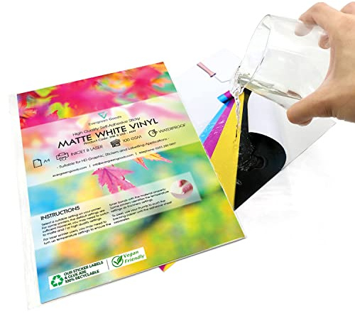 20 Blank Sheets Waterproof A4 Self Adhesive Vinyl Sheets Matte White Permanent Sticker Quality Inkjet Laser Printable Make Your own Stickers, Products Labels, Signs and More