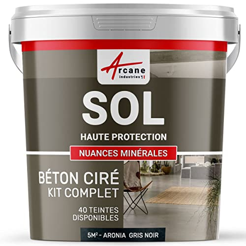 Béton ciré sol en kit | Primaire et vernis de finition inclus - 5 m² (en 2 couches) Aronia Gris Noir - ARCANE INDUSTRIES